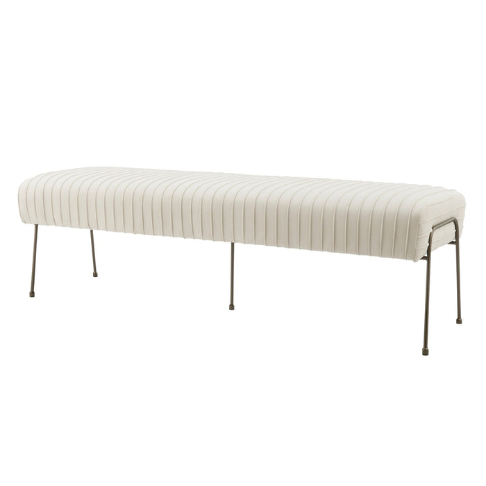 Merritt Velvet Fabric Pleated Bench - What A Room