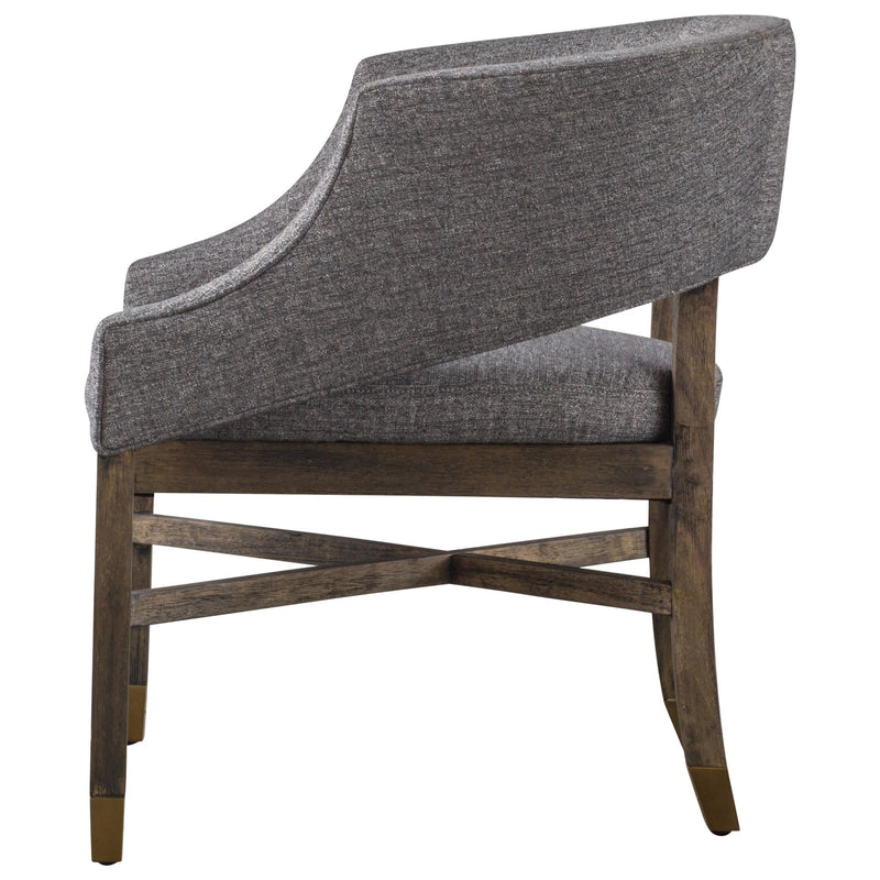 Sebastian Fabric Dining Side Chair Cement Gray w/ Gold Metal Tip Legs - What A Room