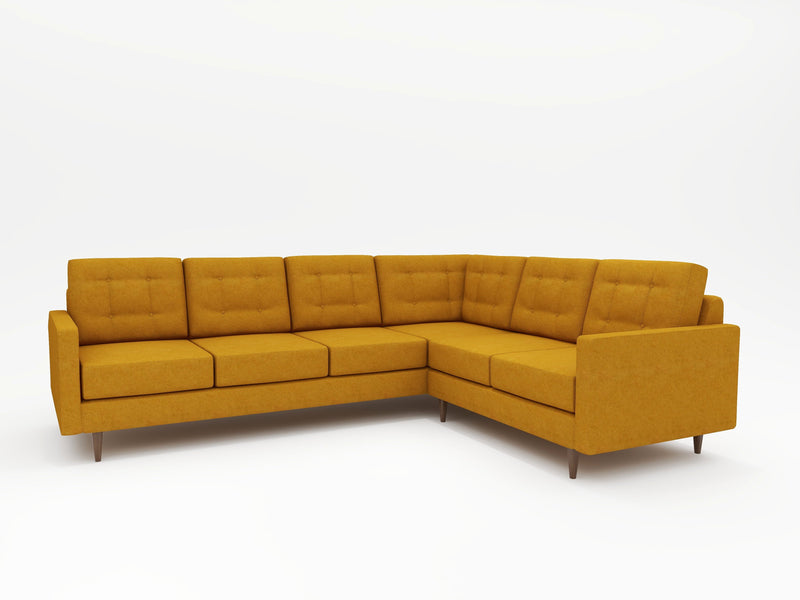 A Sectional with a more upright stance in Goldenrod upholstery