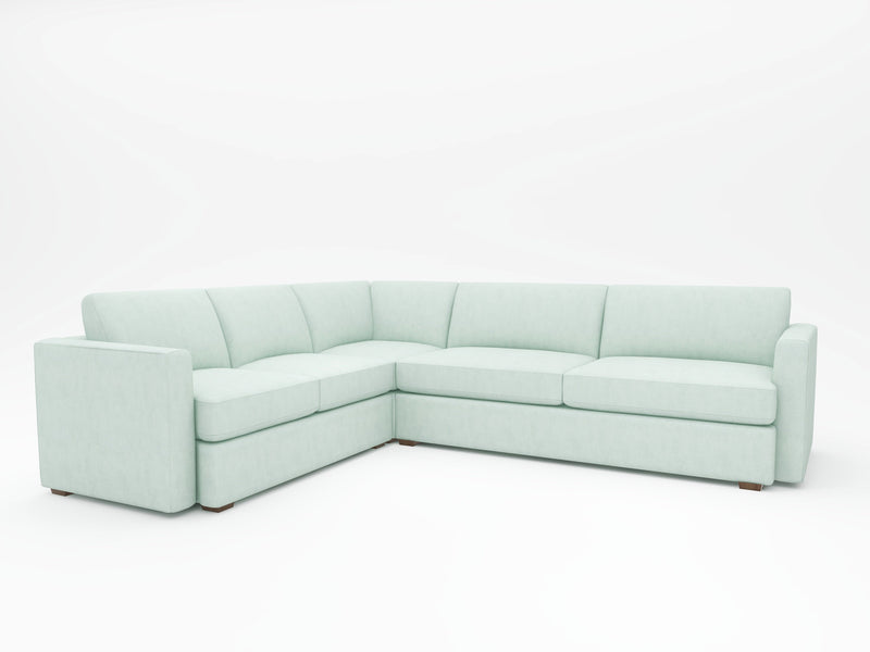 Simple but elegant light blue and green hues on this custom sectional
