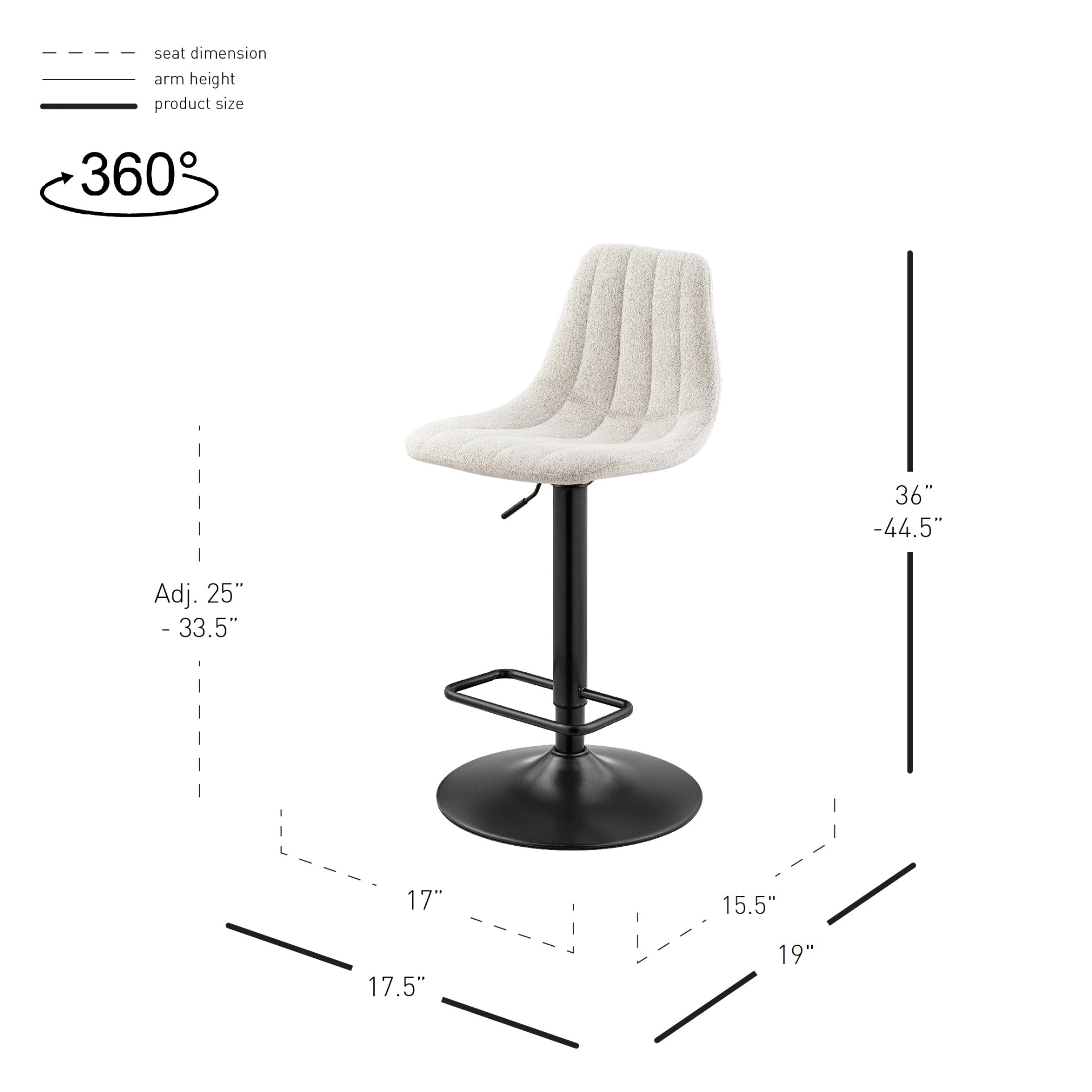 Robert  Fabric Gaslift Swivel Bar Stool - What A Room