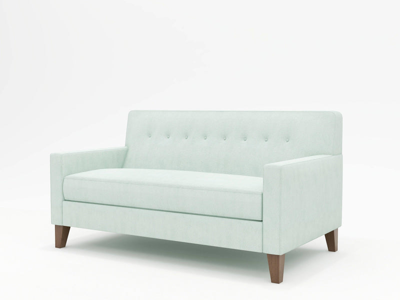 Upholstered Loveseat in Light Blue with beech wood legs