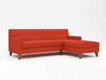 Custom coral colored sofa with chaise - WhatARoom