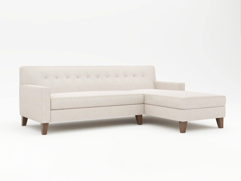 Neutral color mix on custom made sofa with chaise