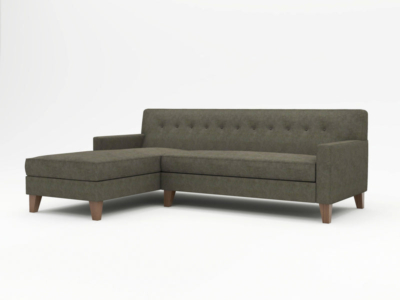Charcoal Chaise Sectional with wooden feet