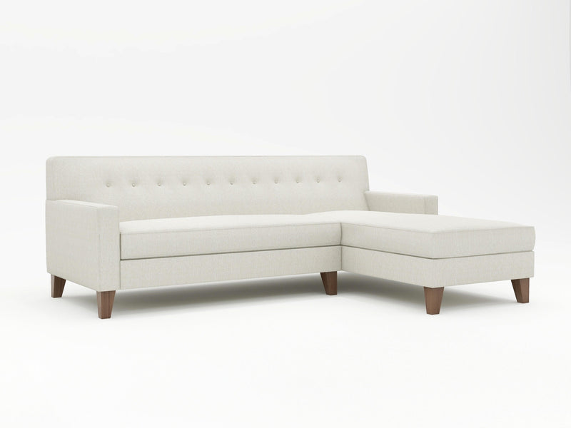 Custom right hand chaise sofa front view in Cream color