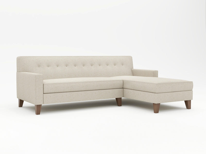 Linen colored mid-century modern chaise sofa