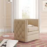 Leslie Top Grain Leather Swivel Tufted Accent Arm Chair - What A Room