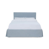 Shelby Upholstered Skirted Storage Panel Bed in Sky - What A Room