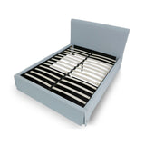 Shelby Upholstered Skirted Storage Panel Bed in Sky - What A Room