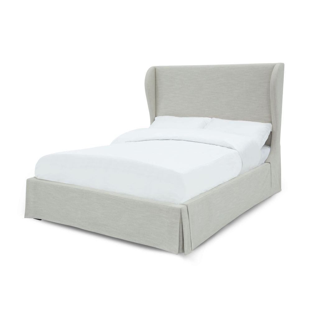 Hera Upholstered Skirted Storage Panel Bed in Oatmeal - What A Room