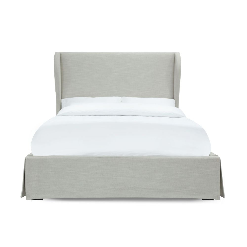 Hera Upholstered Skirted Panel Bed in Oatmeal - What A Room