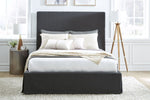 Cheviot Upholsterd Skirted Storage Panel Bed in Iron - What A Room