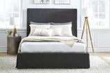 Cheviot Upholsterd Skirted Panel Bed in Iron - What A Room