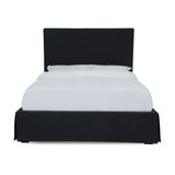 Cheviot Upholsterd Skirted Storage Panel Bed in Iron - What A Room