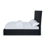 Cheviot Upholsterd Skirted Storage Panel Bed in Iron - What A Room