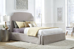Laurel Upholsterd Skirted Panel Bed in Wheat - What A Room