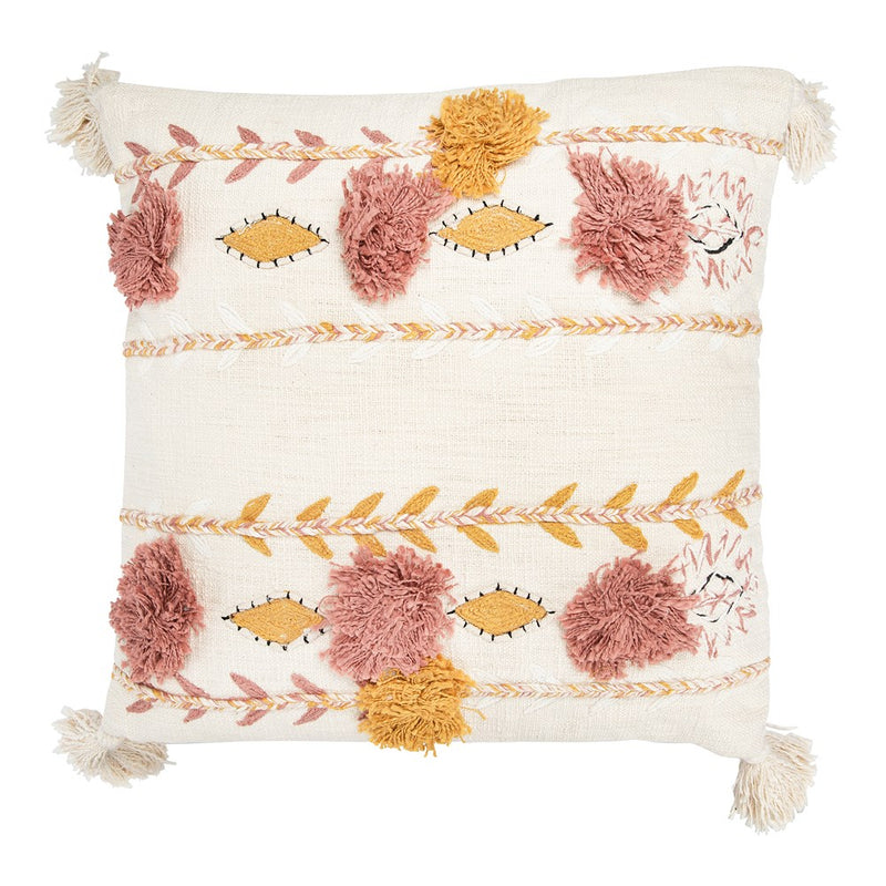 20" Square Cotton Embroidered Flower motif Accent Pillow from Santa Clara Area store
