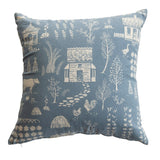 Blue & White Country Style Farmhouse 20" Square Cotton Pillow - Furnishings for Cupertino, S.F., Santa Clara, Milpitas, and San Jose