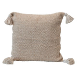 Natural colors and Corner tasssles on 20" Sq Cotton Pillow - Santa Clara Home Furnishing showroom