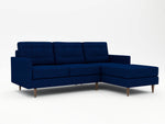 Spectacular custom retro mid-century sofa with a chaise in royal blue