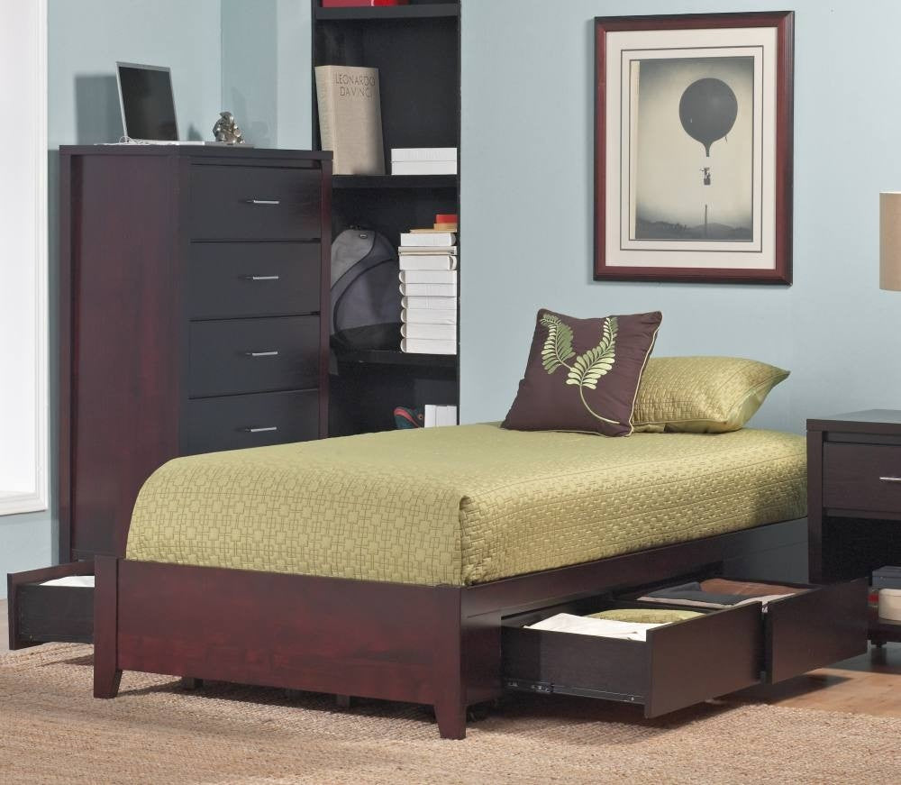 Simple Platform Storage Bed in Espresso - What A Room