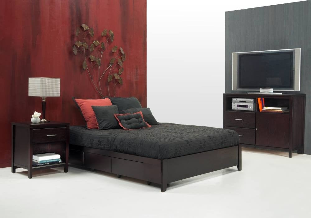 Simple Platform Storage Bed in Espresso - What A Room