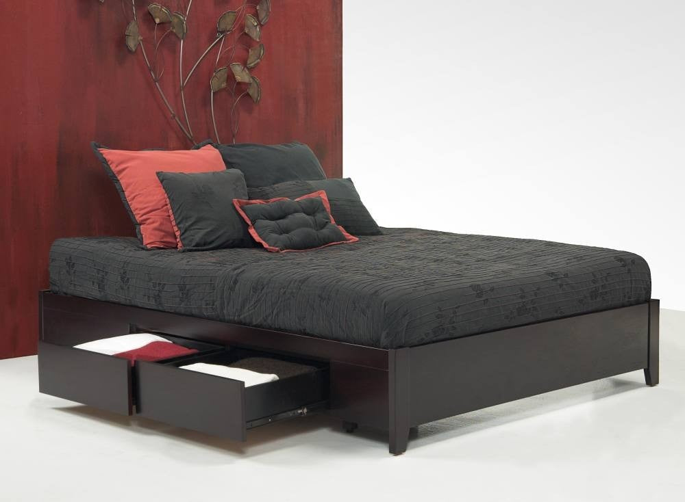 Simple Platform Storage Bed in Espresso - What A Room