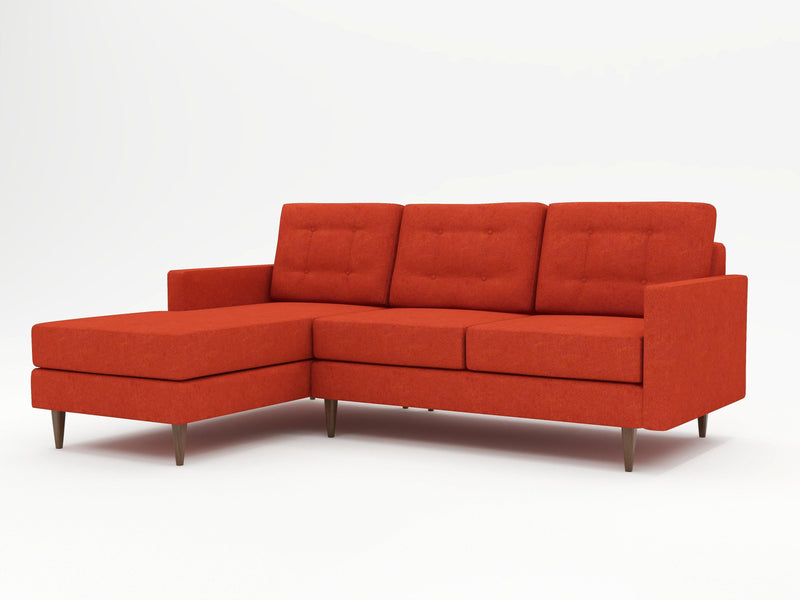 Striking coral colored sofa chaise